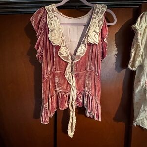Magnolia Pearl Pink Ruffled Tie Front Blouse